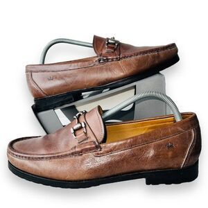 Peter Millar Crown Bit Dress Loafers Brown Leather HS18F09 Men's 8.5M
